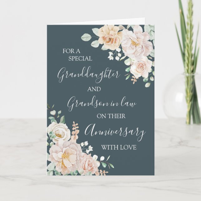 Carte De Remerciements Floral Granddaughter and Husband Anniversary Card (Devant)