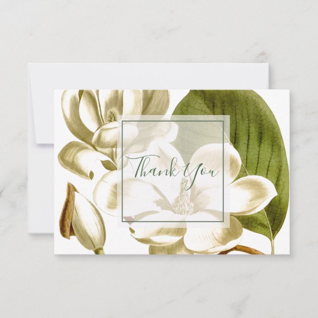 Carte De Remerciements Floral Magnolias Blanc (Devant)