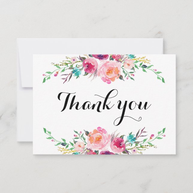 Carte de remerciements floral, mariage (Devant)