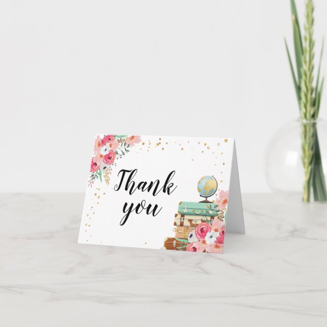 Carte de remerciements Floral Miss à Mme Travel Ad (Devant)