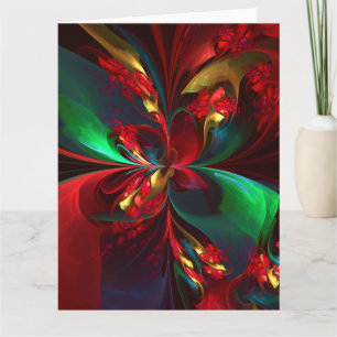 Carte De Remerciements Floral moderne Art Abstrait Rouge Vert Motif #11