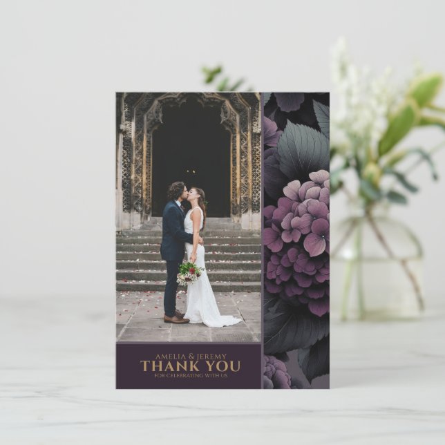 Carte De Remerciements Floral Moody violet (Debout devant)