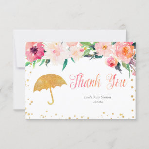 Carte de remerciements floral parapluie d'avril