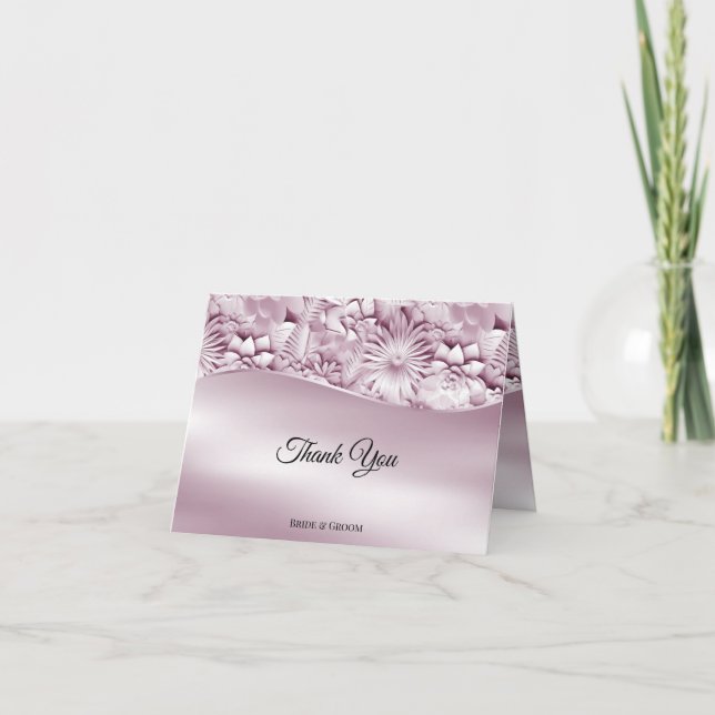 Carte de remerciements floral rose (Devant)