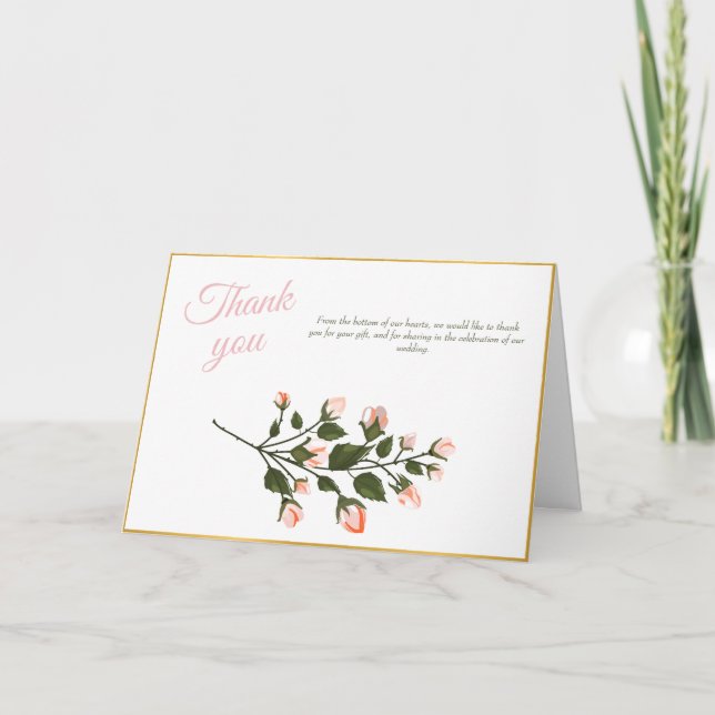 Carte de remerciements floral rose carte de remerc (Devant)