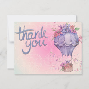 Carte De Remerciements floral rose et violet