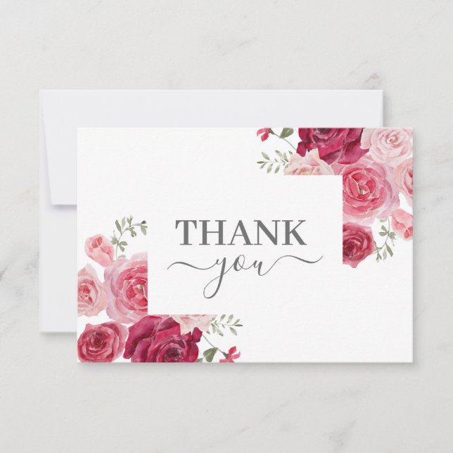 Carte de remerciements floral rose magenta (Devant)
