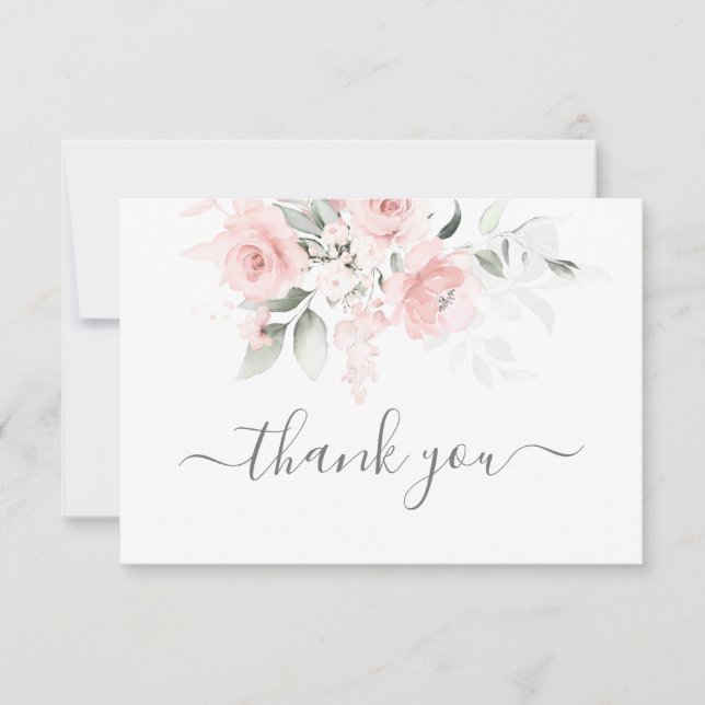 Carte de remerciements floral rose pâle (Devant)