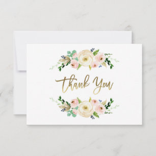 carte de remerciements floral rose vif, verdure