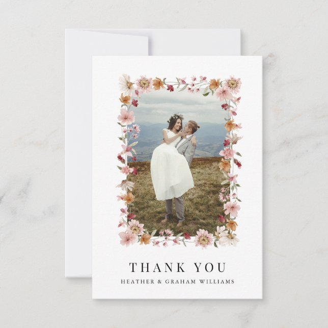 Carte de remerciements floral rustique (Devant)