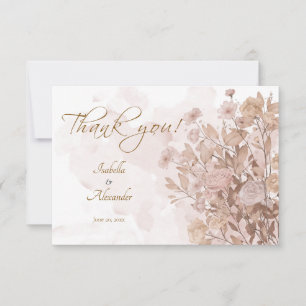 Carte De Remerciements Floral Sepia Rustique - Style Jardin Vintage
