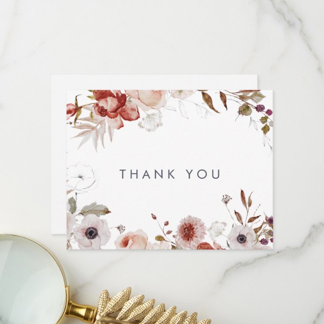 Carte de remerciements floral simple (Devant/Arrière en situation)