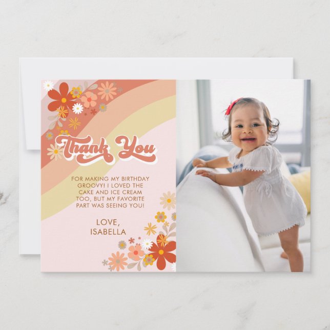 Carte de remerciements floral super rétro (Devant)
