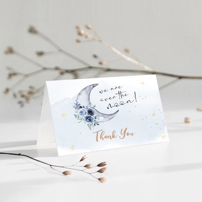 Carte De Remerciements Floral Sur Le Baby shower Lune (Créateur téléchargé)