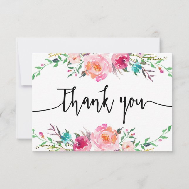 Carte de remerciements floral, verdure, boho (Devant)