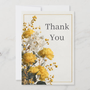Carte de remerciements florale jaune et blanc