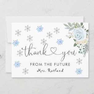 Carte De Remerciements Flore blanche Fête des mariées d'hiver Snowflakes