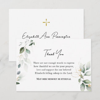Carte De Remerciements Flore orthodoxe funéraire à l'aquarelle délicate