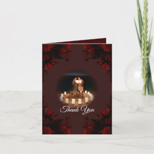 Carte De Remerciements Flore rouge profond Élégant Mariage gothique