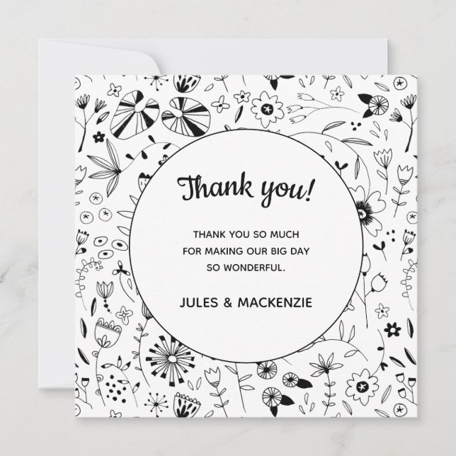 Carte De Remerciements Flore sauvage Art Line (Devant)