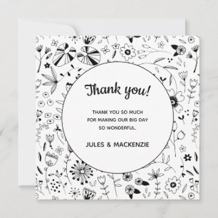 Carte De Remerciements Flore sauvage Art Line