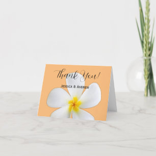 Carte De Remerciements Flore tropicale, Plumeria blanche Orange, Mariage