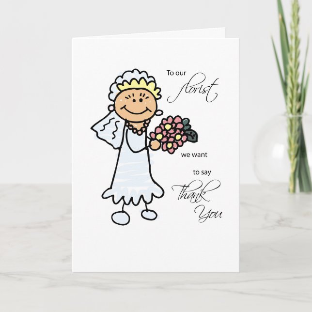 Carte De Remerciements Floriste mariage, Merci, Figurines (Devant)