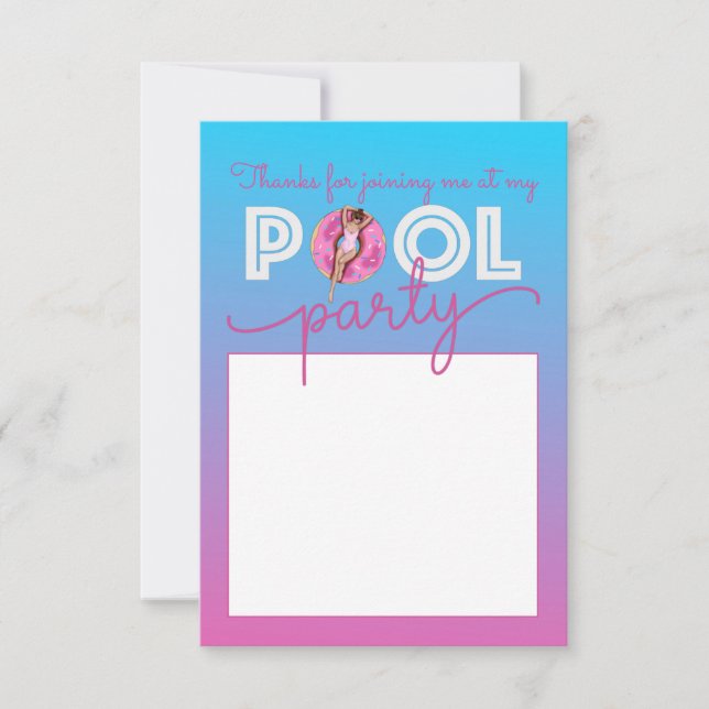 Carte De Remerciements Flotte de Donut Ombre à l'aquarelle du Pool Party (Devant)
