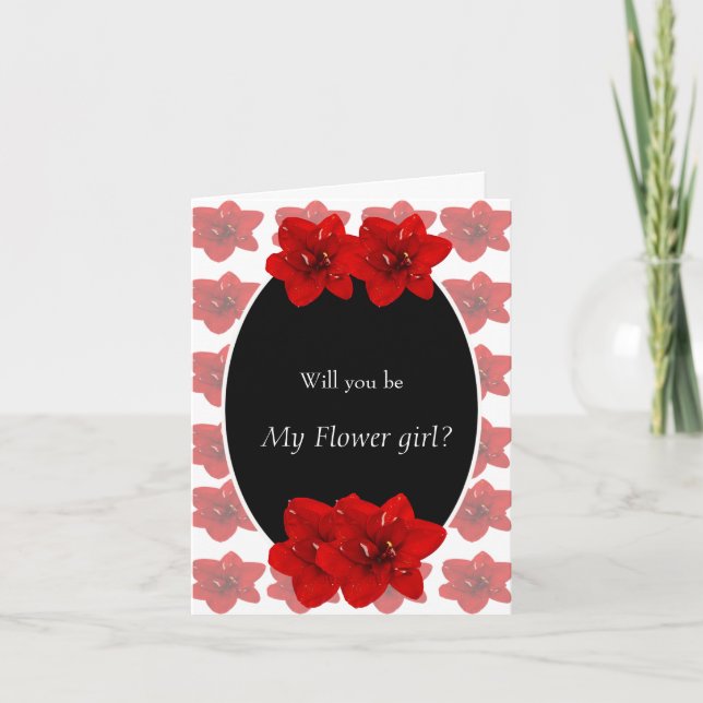 Carte De Remerciements Flower girl Red Amaryllis (Devant)