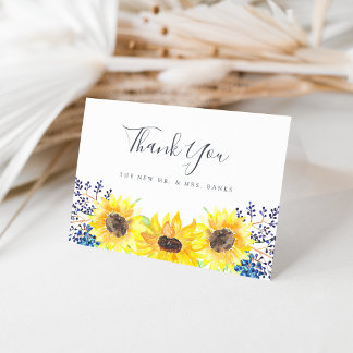 Carte De Remerciements Flowerfields | Tournesol à l'aquarelle