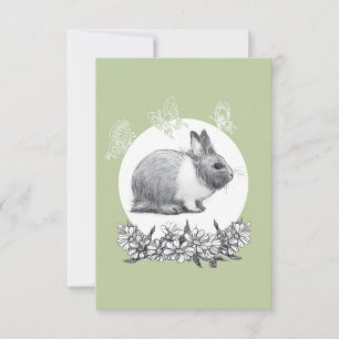 Carte De Remerciements Fluffez le lapin. Dessin au crayon