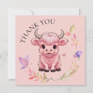 Carte De Remerciements Fluffy Rose Highlands Scottish Cow