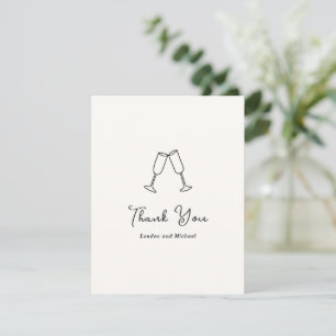 Carte De Remerciements Flûtes à main Doodle Mariage moderne