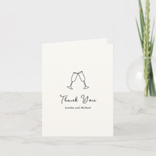 Carte De Remerciements Flûtes Dessinées à la Main Doodle Mariage Moderne