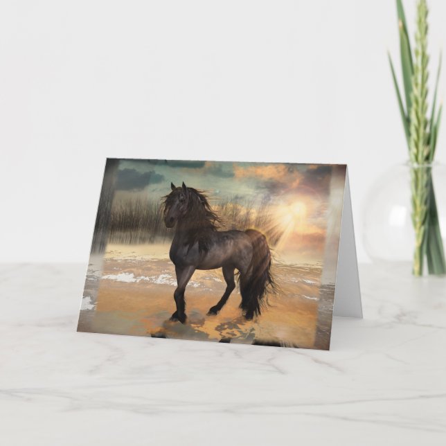 Carte De Remerciements Foggy Friesian Bonjour Salutation (Devant)