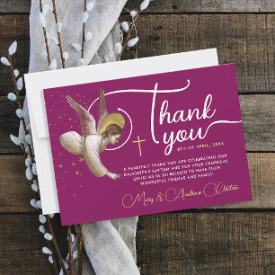 Carte De Remerciements Foi élégante Magenta Rose Angel Blessure Script