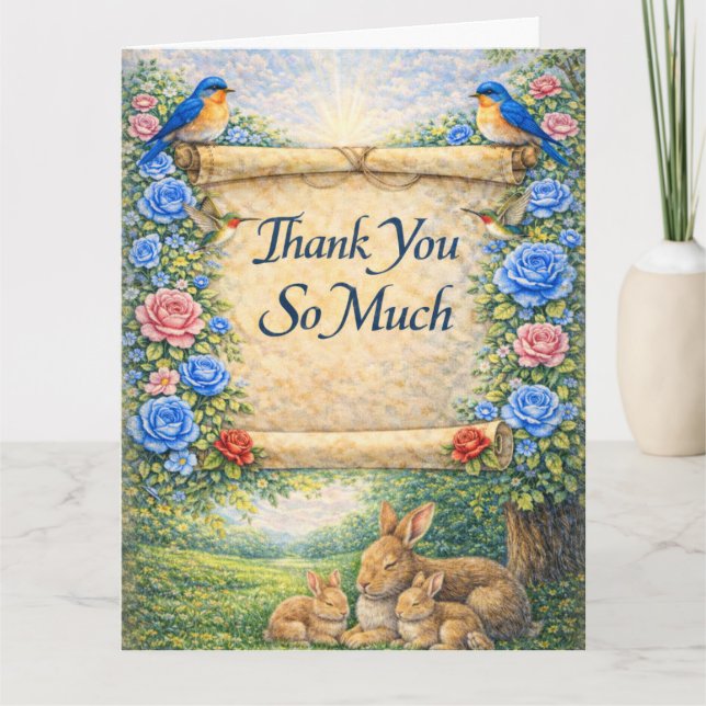 Carte De Remerciements Folded Floral Thank You Card with Scripture (Devant)
