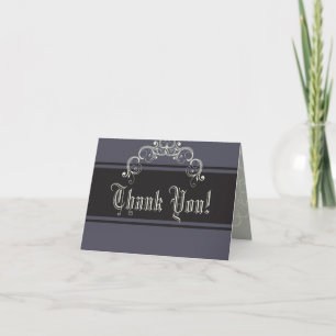 Carte De Remerciements Folded Thank You Card Black Tie Affair Gray Elegan