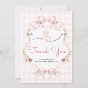 Carte De Remerciements Folle Oie Bébé Rose Editable Arc Bow