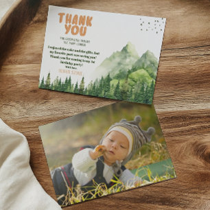 Carte De Remerciements Fond de photo de premier anniversaire Rustique Hap