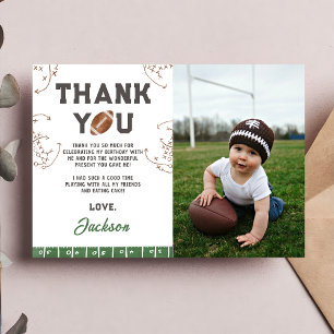 Carte De Remerciements Football Première année en bas Anniversaire photo