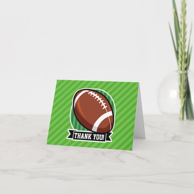 Carte De Remerciements Football sur rayures vertes (Devant)