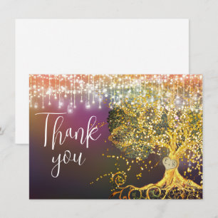 Carte De Remerciements Forest Fairtale Purple Gold Mariage