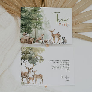 Carte De Remerciements Forêt Bois Animaux Horizontal Anniversaire