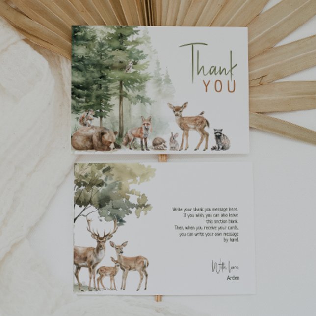 Carte De Remerciements Forêt Bois Animaux Horizontal Anniversaire (Créateur téléchargé)