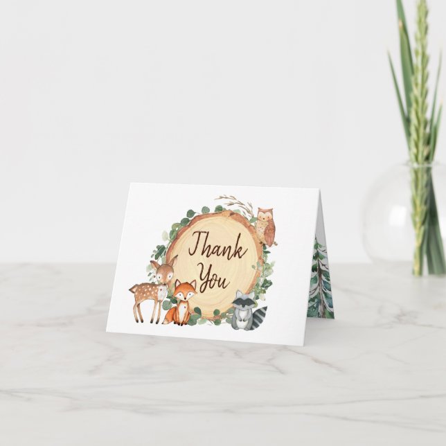 Carte De Remerciements Forêt boisée Oh Baby shower garçon plié (Devant)
