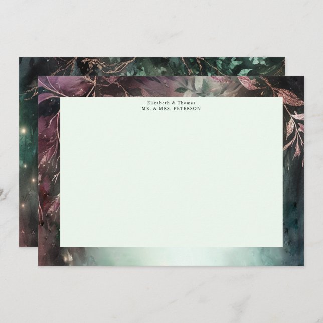 Carte De Remerciements Forêt enchantée Vins magiques Gold Mauve Mariage (Devant / Derrière)