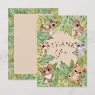 Carte De Remerciements Forêt forestière Animaux Baby shower verdoyant