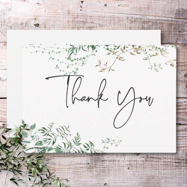 Carte De Remerciements Forêt tropicale tropicale moderne et raffinée (Delicate Modern Tropical Rainforest Foliage Thank You Card)
