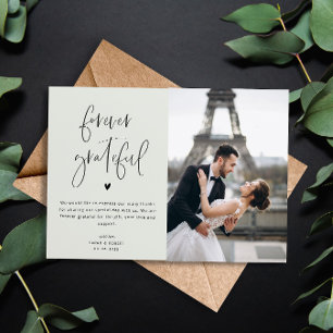 Carte De Remerciements forever grateful photo wedding thank you card
